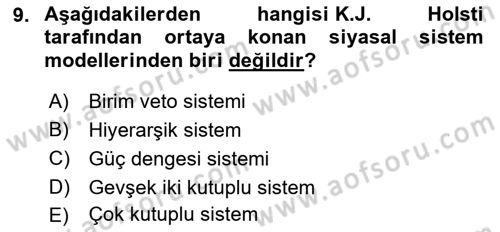 Uluslararası İlişkiler Kuramları 1 Dersi 2021 - 2022 Yılı (Final) Dönem Sonu Sınav Soruları 9. Soru