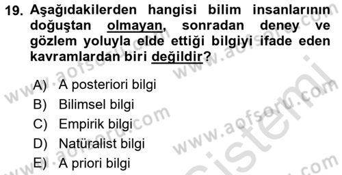 Uluslararası İlişkiler Kuramları 1 Dersi 2021 - 2022 Yılı Yaz Okulu Sınav Soruları 19. Soru