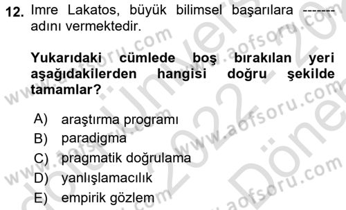Uluslararası İlişkiler Kuramları 1 Dersi 2022 - 2023 Yılı (Final) Dönem Sonu Sınav Soruları 12. Soru
