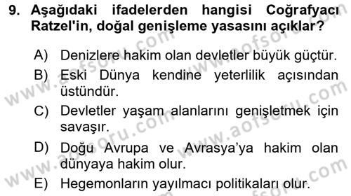 Uluslararası İlişkiler Kuramları 1 Dersi 2022 - 2023 Yılı (Final) Dönem Sonu Sınav Soruları 9. Soru
