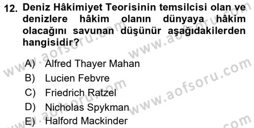 Uluslararası İlişkiler Kuramları 1 Dersi 2022 - 2023 Yılı Yaz Okulu Sınav Soruları 12. Soru