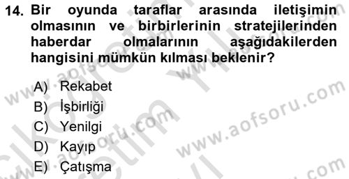 Uluslararası İlişkiler Kuramları 1 Dersi 2022 - 2023 Yılı Yaz Okulu Sınav Soruları 14. Soru