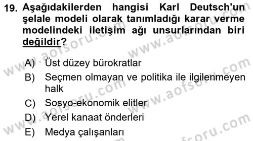 Uluslararası İlişkiler Kuramları 1 Dersi 2022 - 2023 Yılı Yaz Okulu Sınav Soruları 19. Soru