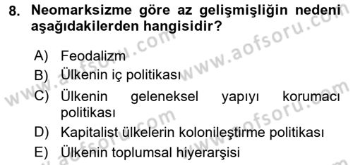 Uluslararası İlişkiler Kuramları 1 Dersi 2022 - 2023 Yılı Yaz Okulu Sınav Soruları 8. Soru