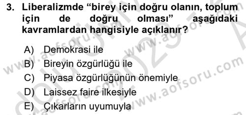 Uluslararası İlişkiler Kuramları 1 Dersi 2023 - 2024 Yılı (Vize) Ara Sınavı 3. Soru