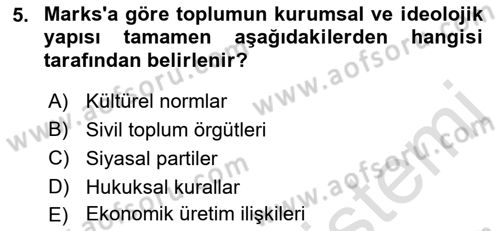 Uluslararası İlişkiler Kuramları 1 Dersi 2023 - 2024 Yılı (Vize) Ara Sınavı 5. Soru