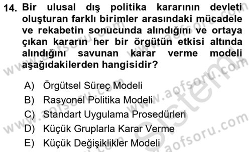 Uluslararası İlişkiler Kuramları 1 Dersi 2023 - 2024 Yılı (Final) Dönem Sonu Sınavı 14. Soru