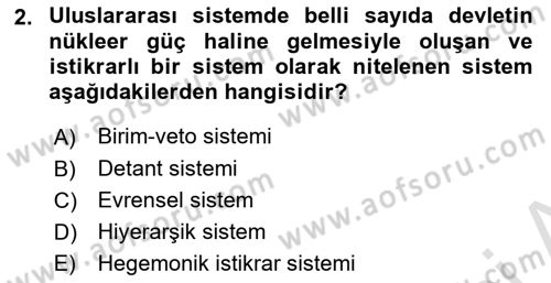 Uluslararası İlişkiler Kuramları 1 Dersi 2023 - 2024 Yılı (Final) Dönem Sonu Sınav Soruları 2. Soru