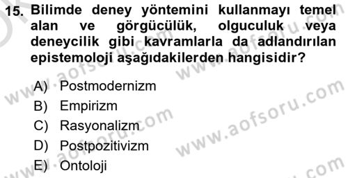 Uluslararası İlişkiler Kuramları 1 Dersi 2023 - 2024 Yılı Yaz Okulu Sınav Soruları 15. Soru