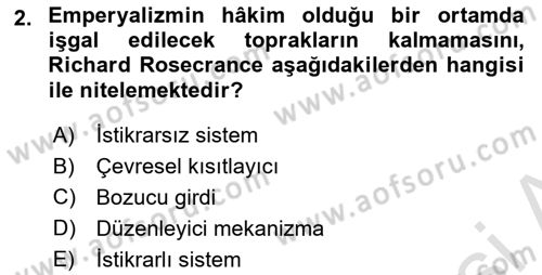 Uluslararası İlişkiler Kuramları 1 Dersi 2023 - 2024 Yılı Yaz Okulu Sınavı 2. Soru