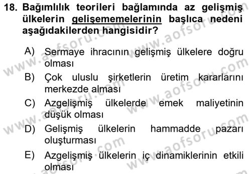 Uluslararası İlişkiler Kuramları 1 Dersi 2024 - 2025 Yılı (Vize) Ara Sınav Soruları 18. Soru