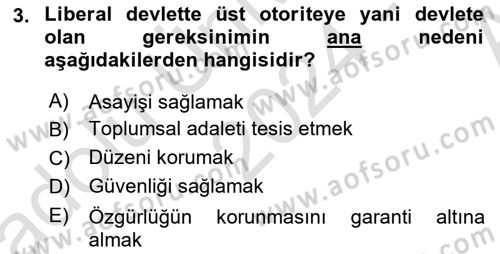 Uluslararası İlişkiler Kuramları 1 Dersi 2024 - 2025 Yılı (Vize) Ara Sınavı 3. Soru