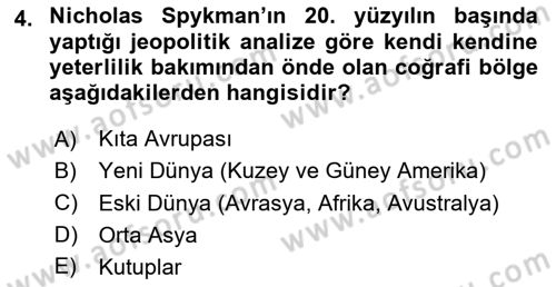 Uluslararası İlişkiler Kuramları 1 Dersi 2024 - 2025 Yılı (Vize) Ara Sınavı 4. Soru