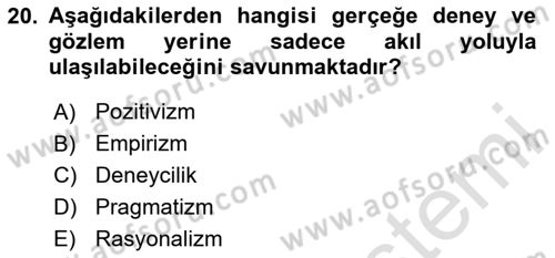 Uluslararası İlişkiler Kuramları 1 Dersi 2024 - 2025 Yılı (Final) Dönem Sonu Sınav Soruları 20. Soru