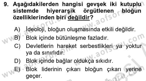 Uluslararası İlişkiler Kuramları 1 Dersi 2024 - 2025 Yılı (Final) Dönem Sonu Sınav Soruları 9. Soru