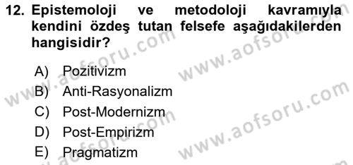 Uluslararası İlişkiler Kuramları 1 Dersi 2024 - 2025 Yılı Yaz Okulu Sınav Soruları 12. Soru