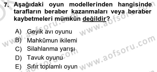 Uluslararası İlişkiler Kuramları 1 Dersi 2024 - 2025 Yılı Yaz Okulu Sınav Soruları 7. Soru