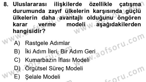 Uluslararası İlişkiler Kuramları 1 Dersi 2024 - 2025 Yılı Yaz Okulu Sınav Soruları 8. Soru