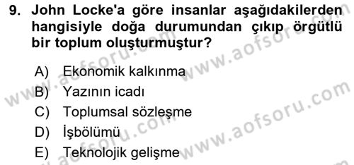 Uluslararası İlişkiler Kuramları 1 Dersi 2024 - 2025 Yılı Yaz Okulu Sınav Soruları 9. Soru