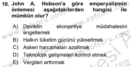 Uluslararası İlişkiler Kuramları 1 Dersi 2025 - 2026 Yılı (Vize) Ara Sınav Soruları 10. Soru