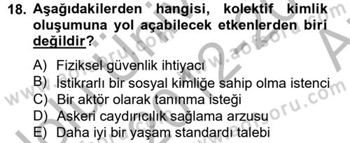 Uluslararası İlişkiler Kuramları 2 Dersi 2012 - 2013 Yılı (Vize) Ara Sınav Soruları 18. Soru