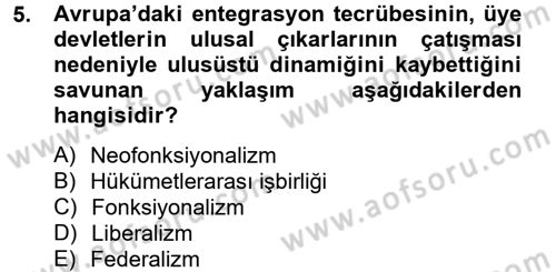 Uluslararası İlişkiler Kuramları 2 Dersi 2012 - 2013 Yılı (Vize) Ara Sınav Soruları 5. Soru