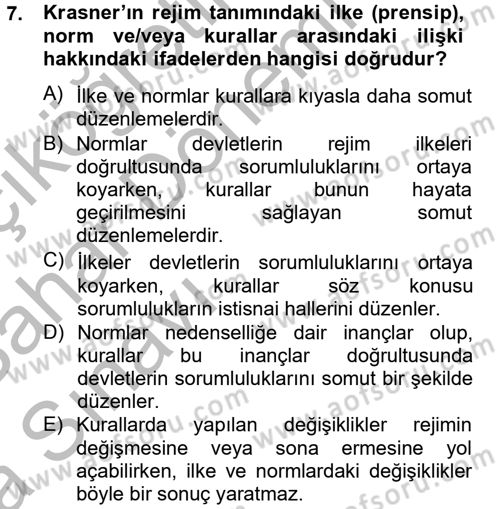 Uluslararası İlişkiler Kuramları 2 Dersi 2012 - 2013 Yılı (Vize) Ara Sınav Soruları 7. Soru
