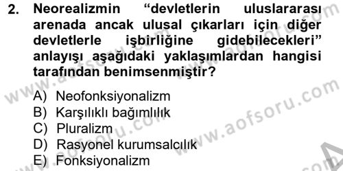 Uluslararası İlişkiler Kuramları 2 Dersi 2012 - 2013 Yılı (Final) Dönem Sonu Sınav Soruları 2. Soru
