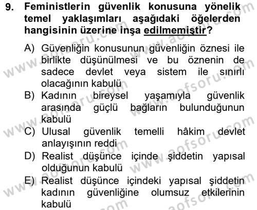 Uluslararası İlişkiler Kuramları 2 Dersi 2012 - 2013 Yılı (Final) Dönem Sonu Sınav Soruları 9. Soru