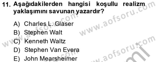 Uluslararası İlişkiler Kuramları 2 Dersi 2013 - 2014 Yılı (Vize) Ara Sınav Soruları 11. Soru