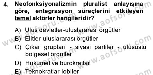 Uluslararası İlişkiler Kuramları 2 Dersi 2013 - 2014 Yılı (Vize) Ara Sınav Soruları 4. Soru