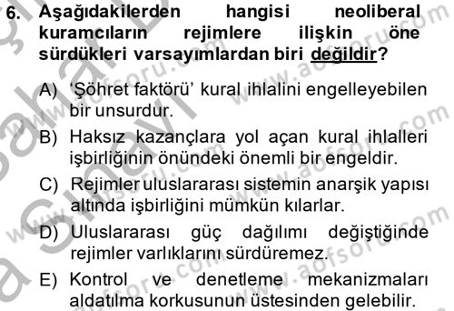 Uluslararası İlişkiler Kuramları 2 Dersi 2013 - 2014 Yılı (Vize) Ara Sınavı 6. Soru