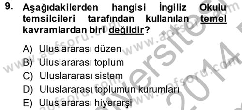 Uluslararası İlişkiler Kuramları 2 Dersi 2013 - 2014 Yılı (Final) Dönem Sonu Sınav Soruları 9. Soru