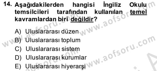 Uluslararası İlişkiler Kuramları 2 Dersi 2013 - 2014 Yılı Tek Ders Sınav Soruları 14. Soru