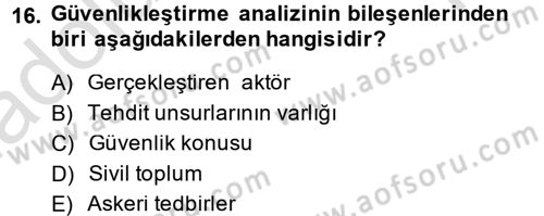 Uluslararası İlişkiler Kuramları 2 Dersi 2013 - 2014 Yılı Tek Ders Sınav Soruları 16. Soru