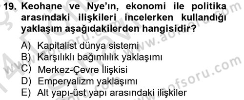 Uluslararası İlişkiler Kuramları 2 Dersi 2013 - 2014 Yılı Tek Ders Sınav Soruları 19. Soru