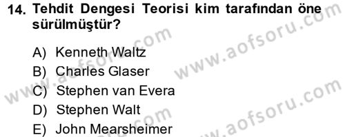 Uluslararası İlişkiler Kuramları 2 Dersi 2014 - 2015 Yılı (Vize) Ara Sınav Soruları 14. Soru