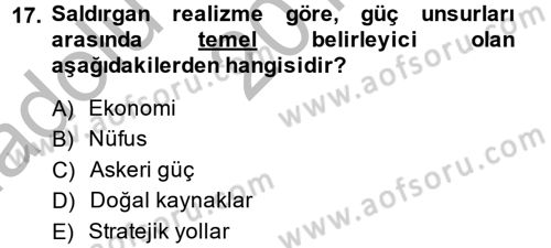 Uluslararası İlişkiler Kuramları 2 Dersi 2014 - 2015 Yılı (Vize) Ara Sınav Soruları 17. Soru