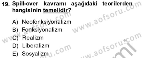 Uluslararası İlişkiler Kuramları 2 Dersi 2014 - 2015 Yılı (Vize) Ara Sınav Soruları 19. Soru