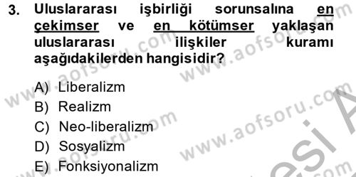 Uluslararası İlişkiler Kuramları 2 Dersi 2014 - 2015 Yılı (Vize) Ara Sınavı 3. Soru