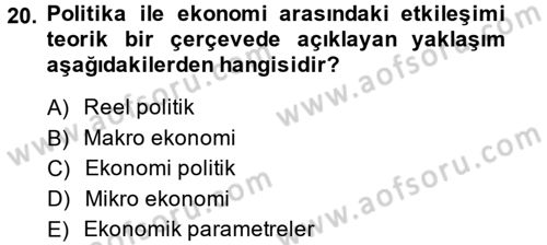 Uluslararası İlişkiler Kuramları 2 Dersi 2014 - 2015 Yılı (Final) Dönem Sonu Sınav Soruları 20. Soru