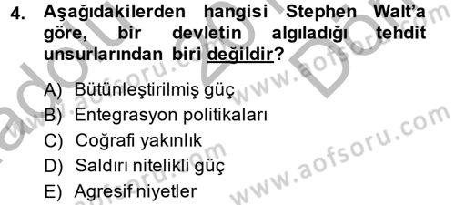 Uluslararası İlişkiler Kuramları 2 Dersi 2014 - 2015 Yılı (Final) Dönem Sonu Sınav Soruları 4. Soru