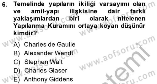 Uluslararası İlişkiler Kuramları 2 Dersi 2014 - 2015 Yılı (Final) Dönem Sonu Sınav Soruları 6. Soru