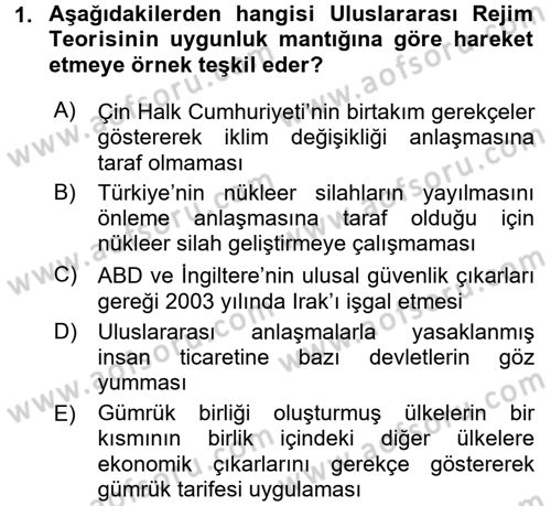 Uluslararası İlişkiler Kuramları 2 Dersi 2015 - 2016 Yılı (Vize) Ara Sınav Soruları 1. Soru