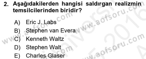Uluslararası İlişkiler Kuramları 2 Dersi 2015 - 2016 Yılı (Vize) Ara Sınav Soruları 2. Soru