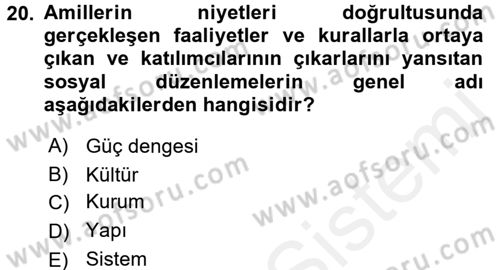 Uluslararası İlişkiler Kuramları 2 Dersi 2015 - 2016 Yılı (Vize) Ara Sınav Soruları 20. Soru