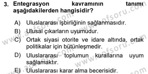 Uluslararası İlişkiler Kuramları 2 Dersi 2015 - 2016 Yılı (Vize) Ara Sınav Soruları 3. Soru