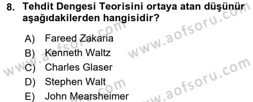 Uluslararası İlişkiler Kuramları 2 Dersi 2015 - 2016 Yılı (Vize) Ara Sınav Soruları 8. Soru