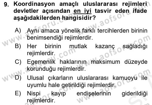 Uluslararası İlişkiler Kuramları 2 Dersi 2015 - 2016 Yılı (Vize) Ara Sınav Soruları 9. Soru