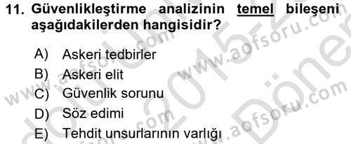 Uluslararası İlişkiler Kuramları 2 Dersi 2015 - 2016 Yılı (Final) Dönem Sonu Sınav Soruları 11. Soru